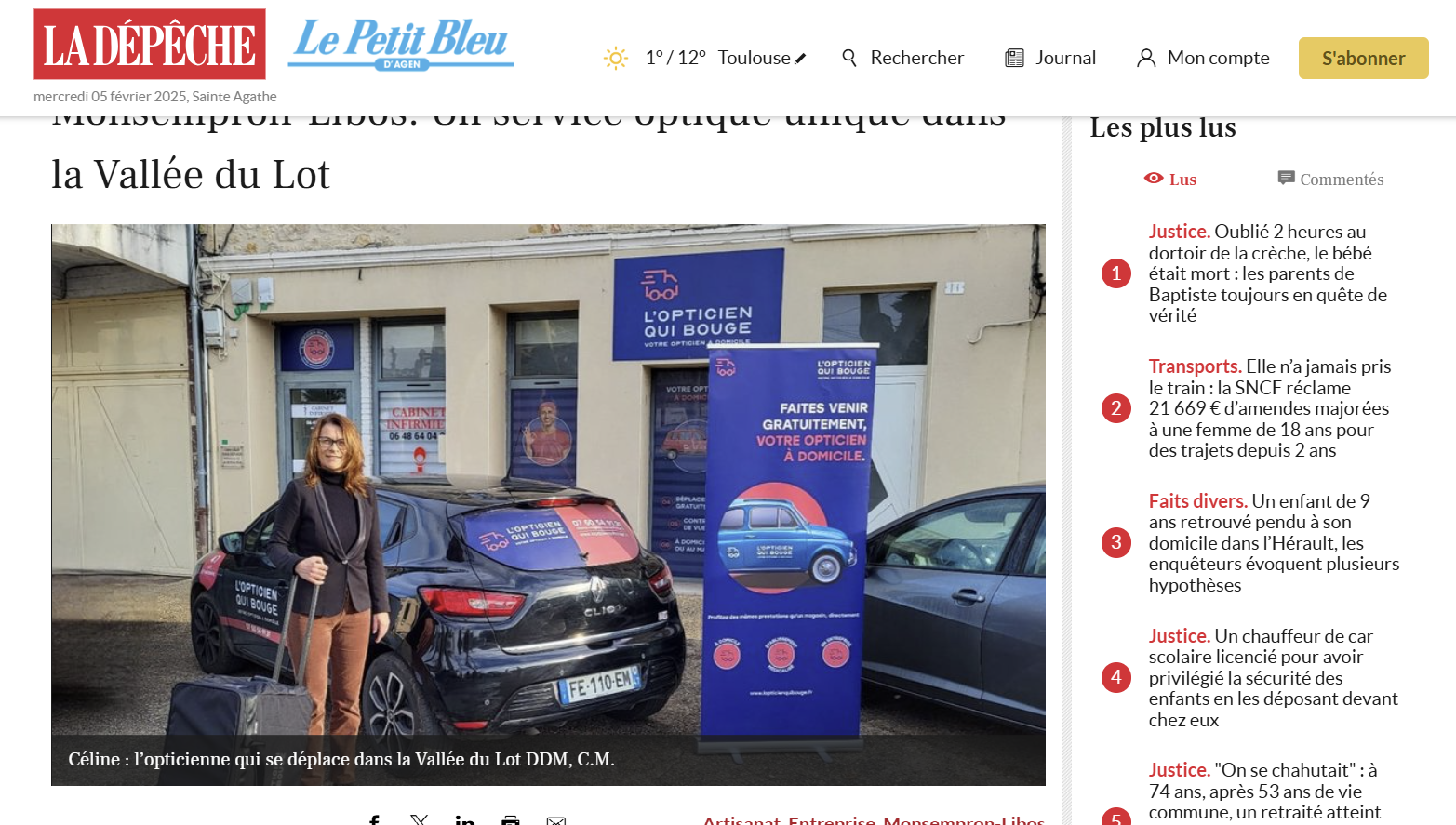 La Dépêche : Monsempron-Libos. Un service optique unique dans la Vallée du Lot